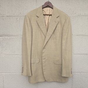 Ermenegildo Zegna 100% Wool 2-Button Blazer Beige Houndstooth Men ● 42 R